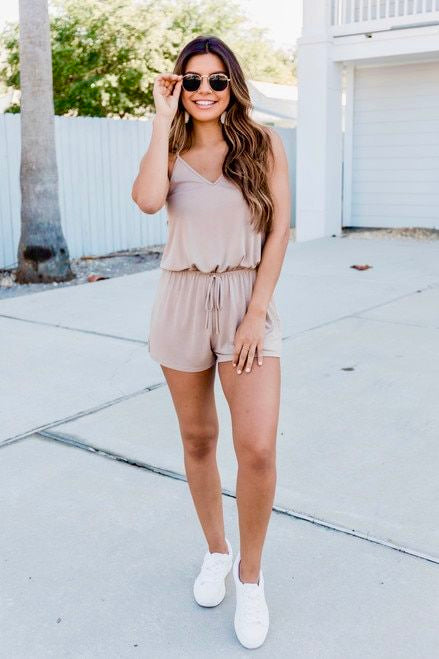 Ready For Spring Taupe Romper