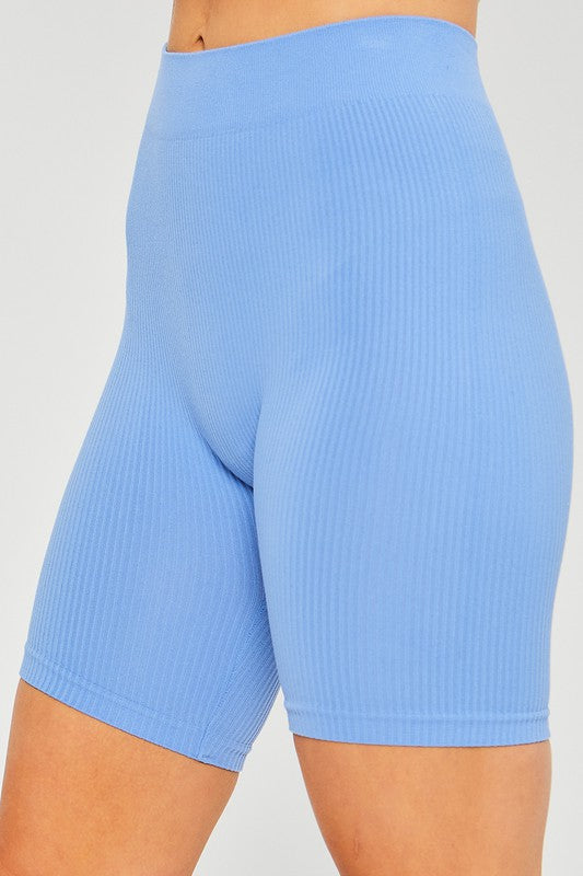 Spring Blue Seamless Biker Shorts
