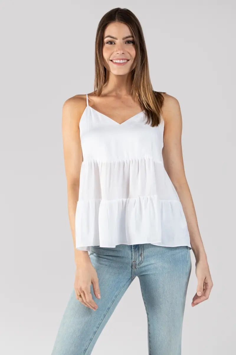 Soak Up The Sun Tiered Babydoll Top ~ White