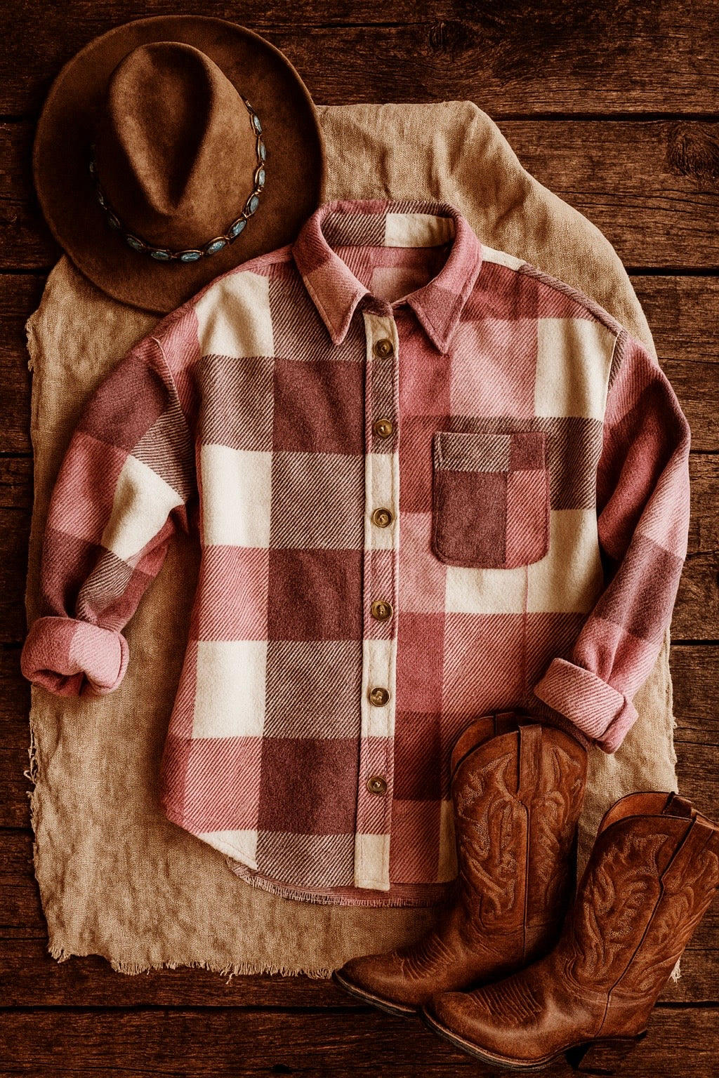 Country Stylin’ Shacket ~ Pink