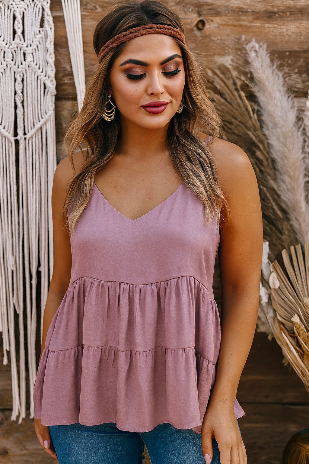 Soak Up The Sun Tiered Babydoll Top ~ Mauve