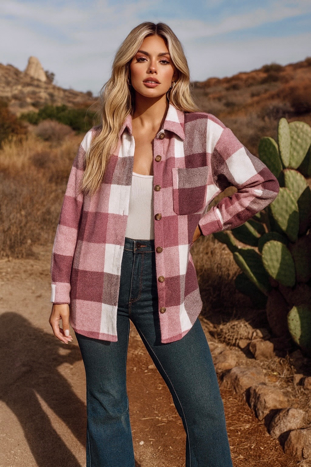 Country Stylin’ Shacket ~ Pink