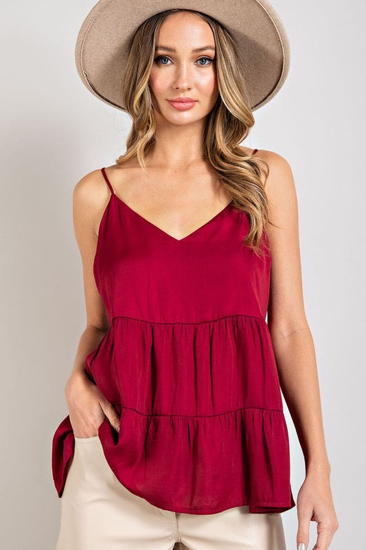 Soak Up The Sun Tiered Babydoll Top ~ Red
