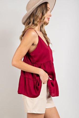 Soak Up The Sun Tiered Babydoll Top ~ Red