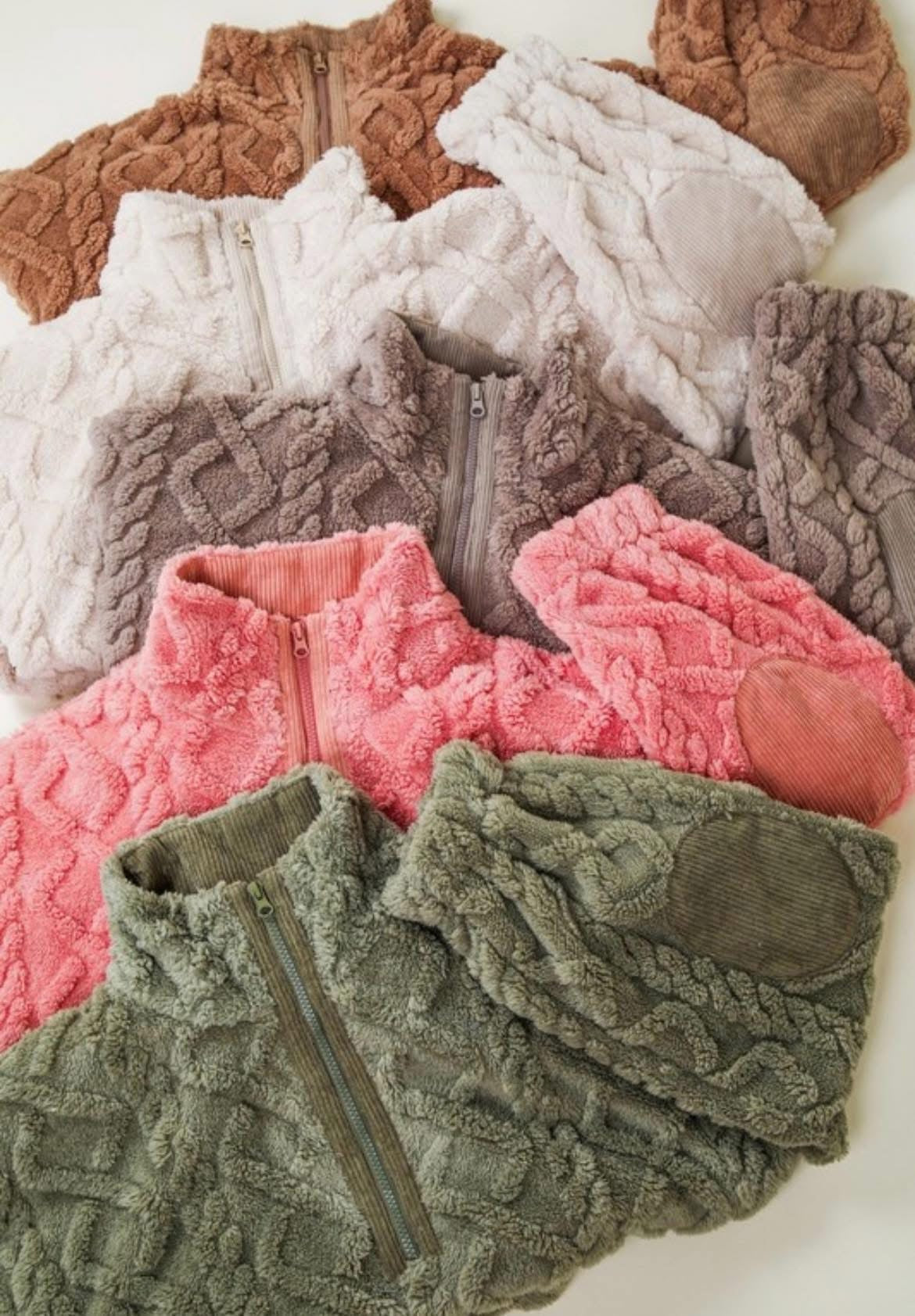 Aalya Plush Half Zip Pullover ~ Blush