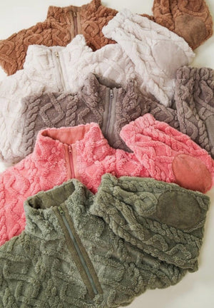 Aalya Plush Half Zip Pullover ~ Blush
