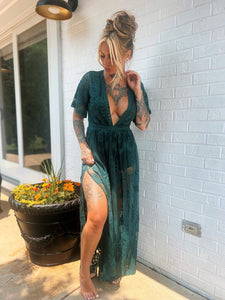 Artemis Bohemian Maxi Romper ~ Hunter Green