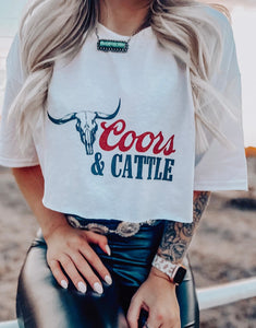 Coors & Cattle Cropped Tee