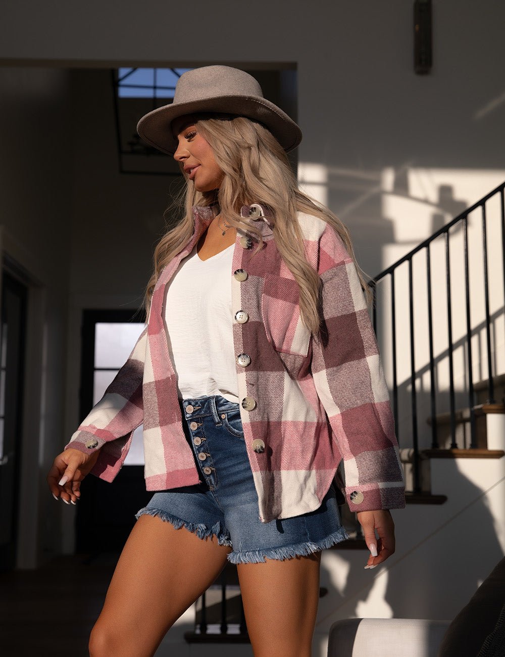 Country Stylin’ Shacket ~ Pink