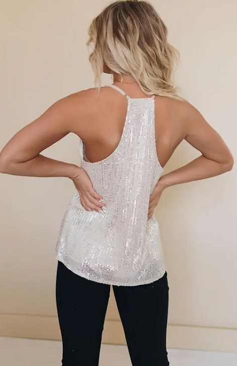 Celebrate The Night Away Sequin Top ~ Champagne