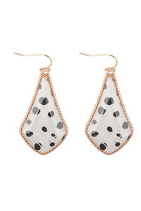 Dalmatian Epoxy Earrings ~ White