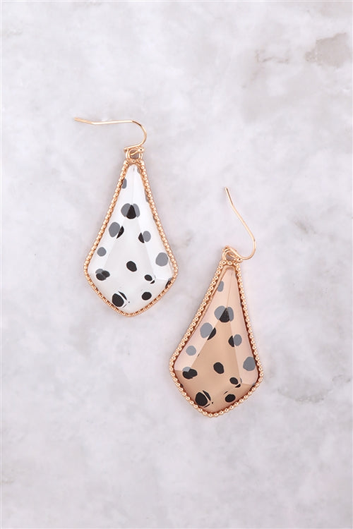 Dalmatian Epoxy Earrings ~ Tan