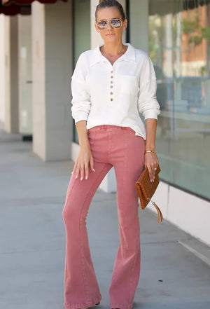 Washed Flare Pants ~ Marsala