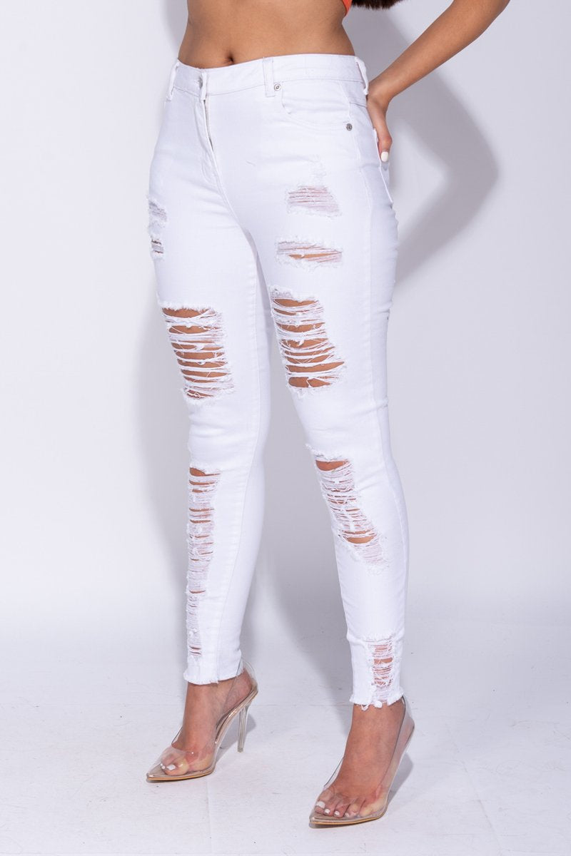 High Waisted Distressed Jegging