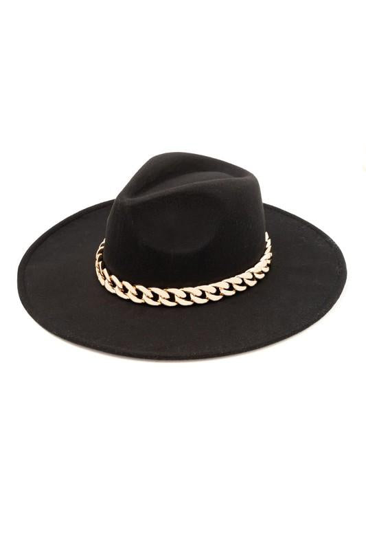 Curb Chain Wide Brim Hat