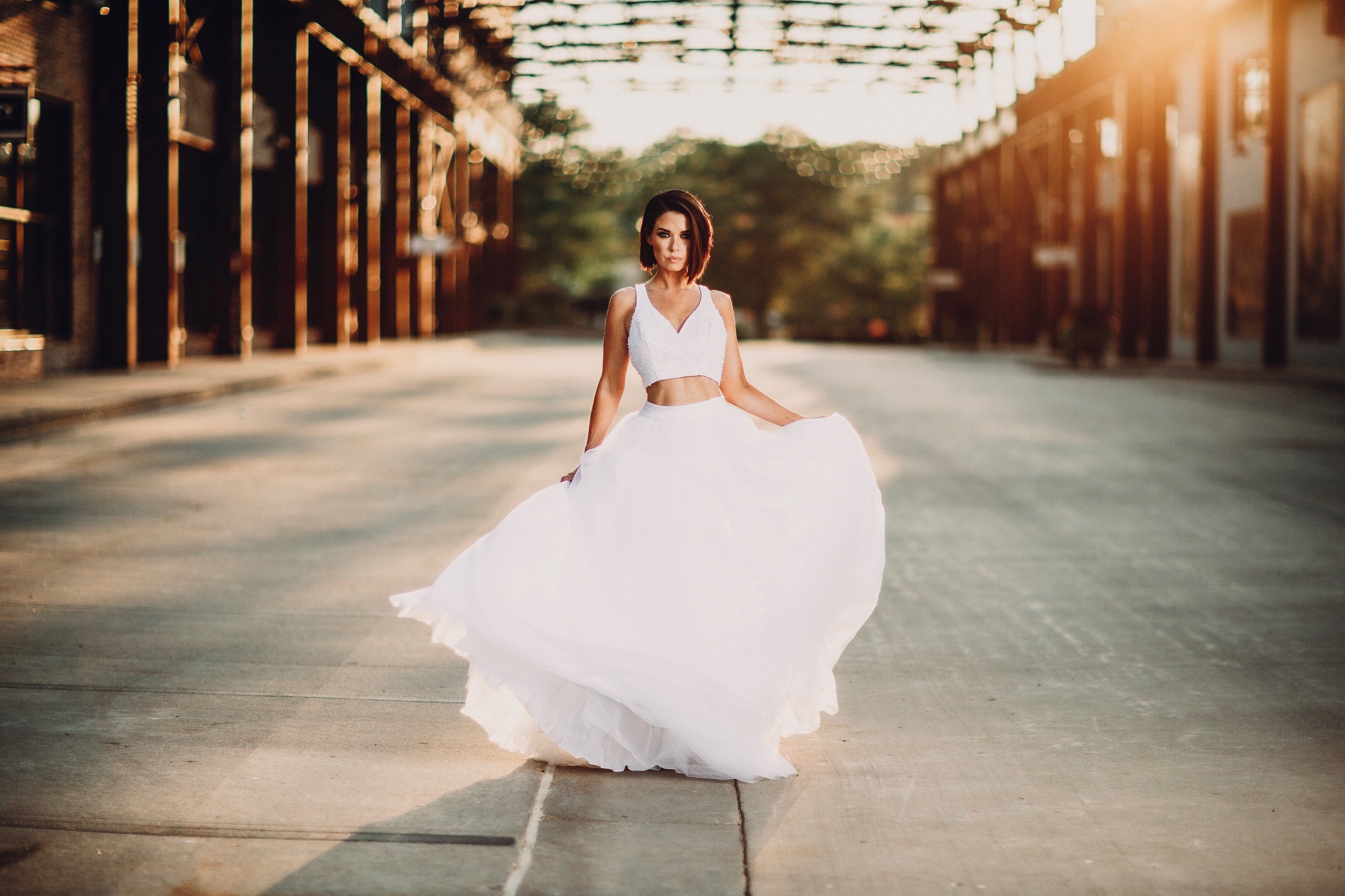 Beaded 2 Piece Tulle Wedding Gown