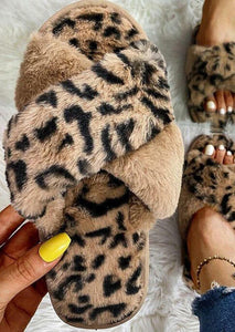 Fuzzy Leopard Slippers