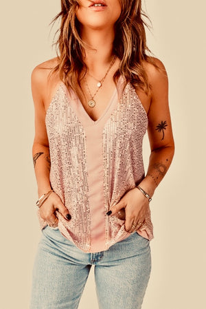 Celebrate The Night Away Sequin Top ~Rose Gold