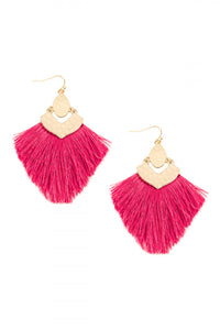 Hot Pink Fringe Tassel Earrings