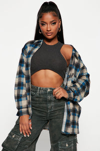 Hit There Road Plaid Shirt ~ Blue