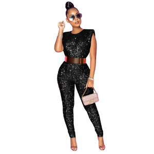 Ring In The New Year Mesh Sequin Jumpsuit ~ Black