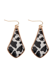 Cow Print Earrings ~Black
