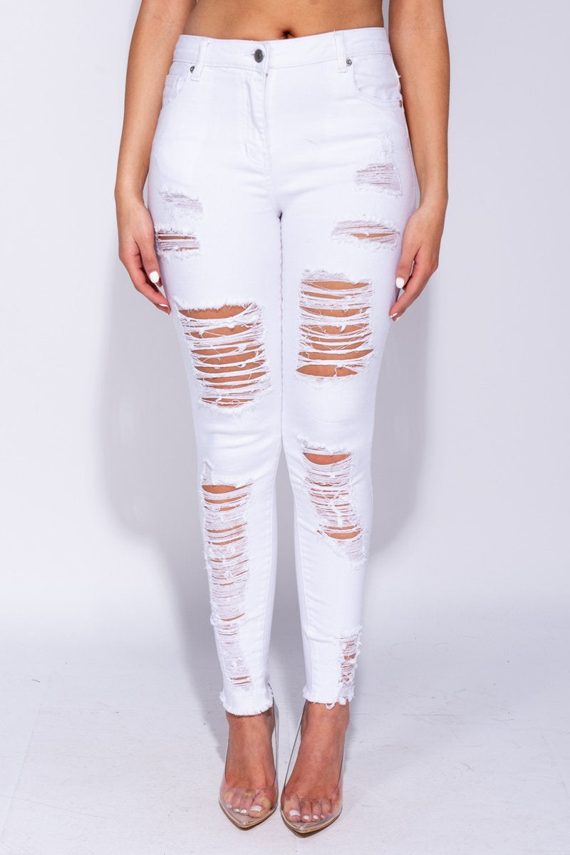 High Waisted Distressed Jegging